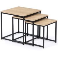 Set di 3 tavolini bassi 35/40/45 con design industriale DETROIT