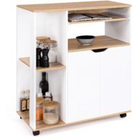 Carrello da cucina legno bianco e ante di faggio L.76 cm COSI