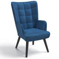 Poltrona scandinava in velluto blu ANIA
