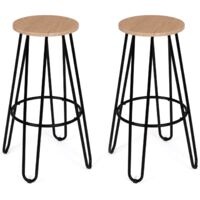 Set di 2 sgabelli da bar, sedile rotondo di design industriale DETROIT