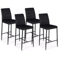 Set di 4 sgabelli da bar imbottito design contemporaneo in PVC nero ROMANE