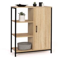 Credenza con 3 ripiani e armadietto, design industriale DETROIT