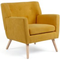 Poltrona scandinava in tessuto giallo senape LIV