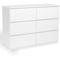 TOMI Cassettone a 6 cassetti da 110 cm in legno bianco