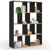 Estantería COLETTE con XX compartimentos negros y efecto madera H.XX cm