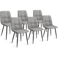 Set di 6 sedie da pranzo in velluto grigio chiaro MILA