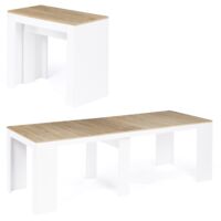 Consolle allungabile ORLANDO, 10 persone, 235 cm, finitura legno bianco e faggio