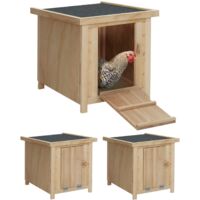 Set di 3 casette in legno per galline con base di appoggio