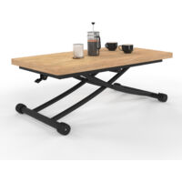 Tavolino rettangolare URBANA, legno e nero, design industriale