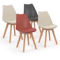 Set di 4 sedie scandinave SARA colore misto grigio scuro, terracotta, beige x2