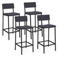 Set di 4 sgabelli da bar AUBIN con schienale, sedia da cucina in velluto grigio antracite
