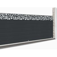 Schermo oscurante 1,5 x 10M effetto doghe di recinzione con motivo FLOWER 160 gr/m²
