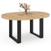 Mesa de comedor redonda extensible PHOENIX 4-6 personas madera y negro 110-150 cm