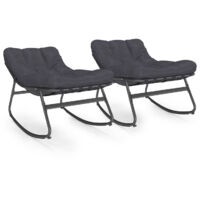 Set di 2 sedie a dondolo da giardino ARONA in grigio antracite con cuscini grigi