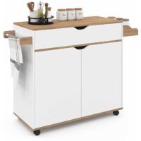 COSY XXL L.90 CM Aparador de cocina con cajón blanco y estantes estilo haya