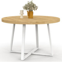 Tavolo da pranzo rotondo SELMA 4-6 persone in legno e bianco 110 cm