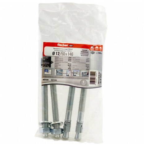 Tasselli In Acciaio FBN II 12x146 Mm - 20 Pezzi - Per Calcestruzzo E Pietra - Foto 3