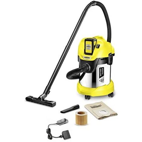Nass-/Trockensauger KÄRCHER Akku-Nass-/Trockensauger WD 3 Battery Premium Set: Kabelloser Sauger inkl. Akku & 17 l Edelstahlbehälter – für maximale Flexibilität (1/5)