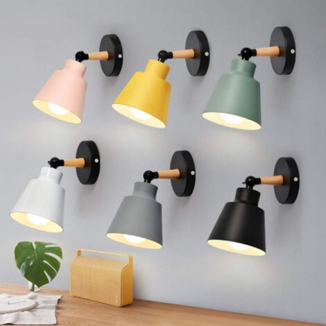 2er Wandleuchte Holz, Moderne Wandlampe Innen mit Metall Lampenschirm, Wandstrahler Art Licht Decor für Wohnzimmer Schlafzimmer (Grün)