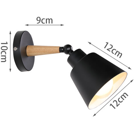 4er Wandleuchte Holz, Moderne Wandlampe Innen mit Metall Lampenschirm, Wandstrahler Art Licht Decor für Wohnzimmer Schlafzimmer (Schwarz)
