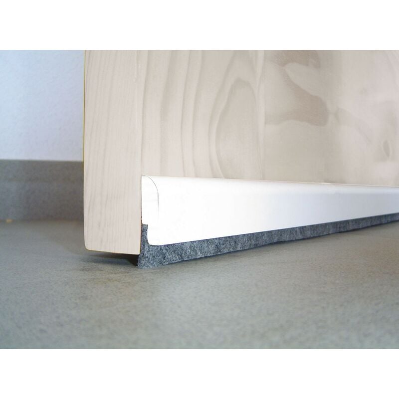 Burlete bajo puerta aluminio caucho (Gris, Largo: 105 cm, Suelos lisos)