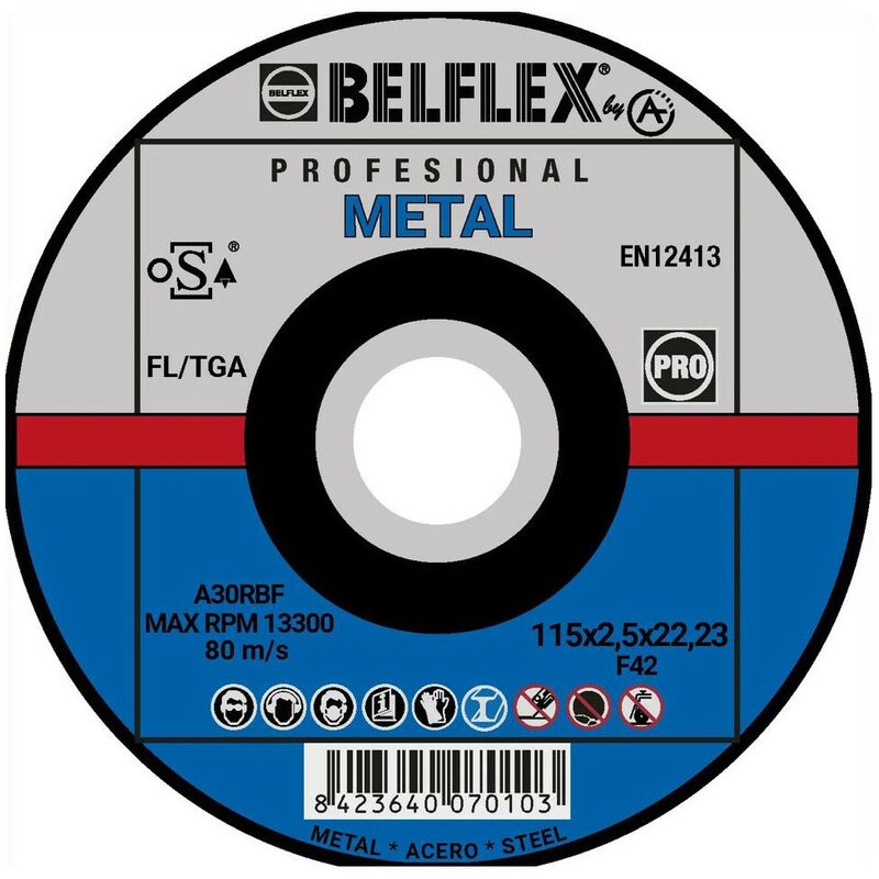 DISCO CORTE Y DESBASTE METAL 115X2,5X22 MM BELFLEX