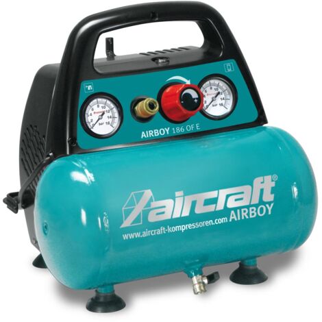 Compressore a pistoni per aereo AIRBOY 186 OF E, 230 V, pressione massima 8 bar, capacità 6 l, compressore senza olio - 2001230
