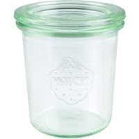Barattolo Weck 140 ml (barattolo per conserve di alta qualità con coperchio in vetro, per conserve resistente al calore, adatto al microonde, al forno vetro con bordo rotondo) 761, 12 pezzi