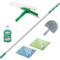 Set per la pulizia del giardino d'inverno Unger (incl. detergente, tergivetro, asta di prolunga, panni in microfibra, pulizia senza aloni) AK130