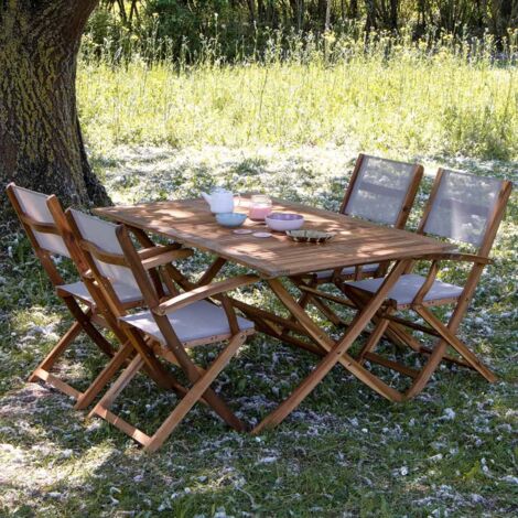 Casaria Sitzgruppe Akazie 4+1 Wetterfest FSC® Klappbar Garten Terrasse Holz