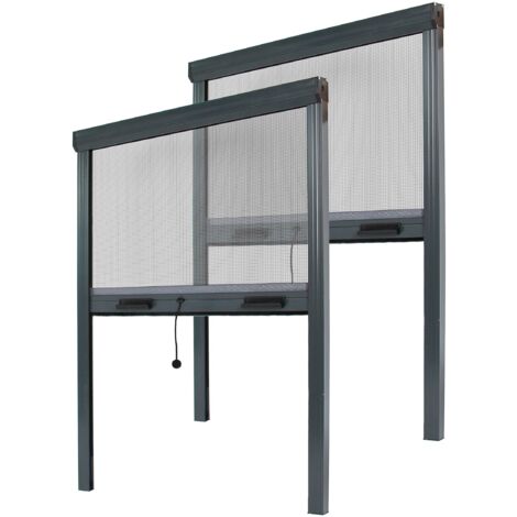 Zanzariera a Rullo Verticale Riducibile - L80 x H 130 cm - Grigia - set di 2
