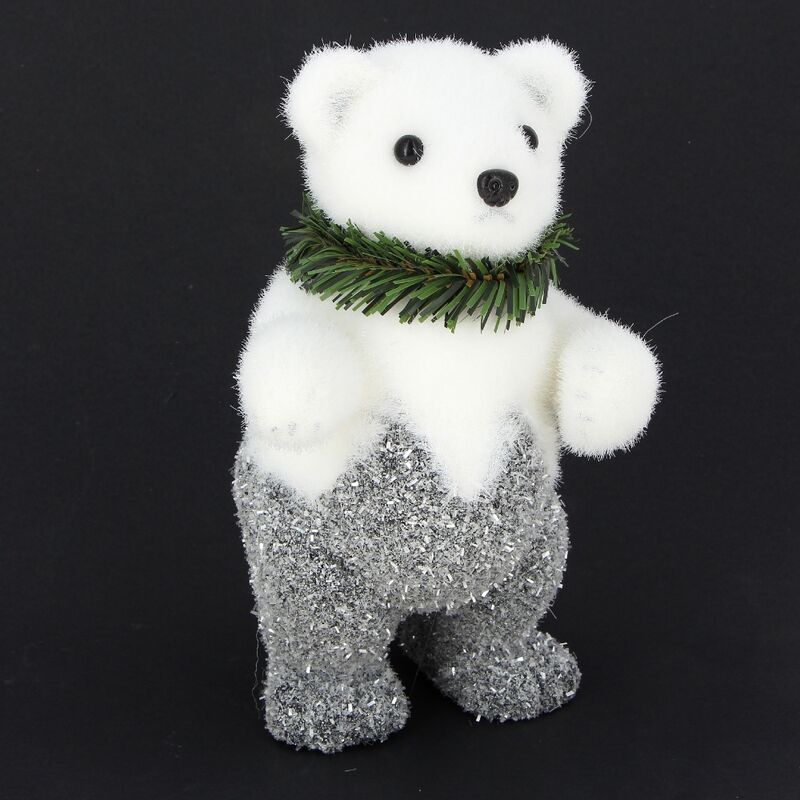 Décoration de noël - Ours polaire assis - Hauteur 16cm