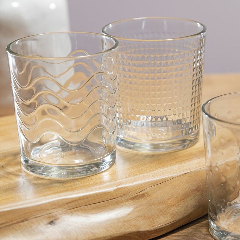 Bicchieri in vetro trasparente 265 ml con decorazione onde set 6 pezzi  Light Wave