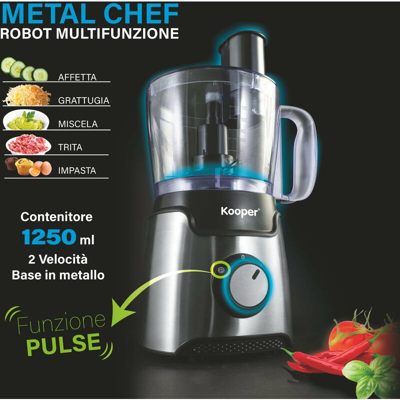 Moulinex FP8218 Double Force Robot da Cucina Multifunzione All-in-One, 3L,  1000W, 6 Velocità, 8 Accessori, 28 Funzioni, Robot Frullatore e Tritatutto