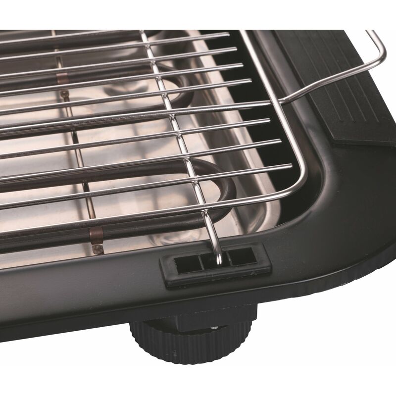 Piastra Grill Elettrica, con Gambe d'Appoggio, Portatile Rettangolare Nera  38x22