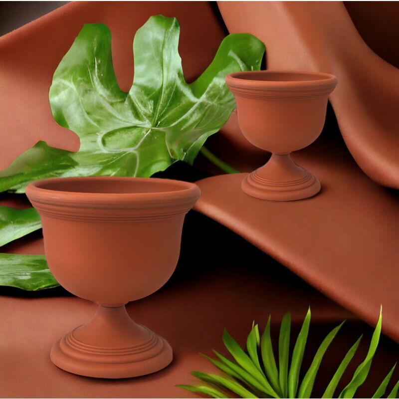 VASI PICCOLI IN TERRACOTTA, COLORE GRIGIO, SET DI NOVE PEZZI IN