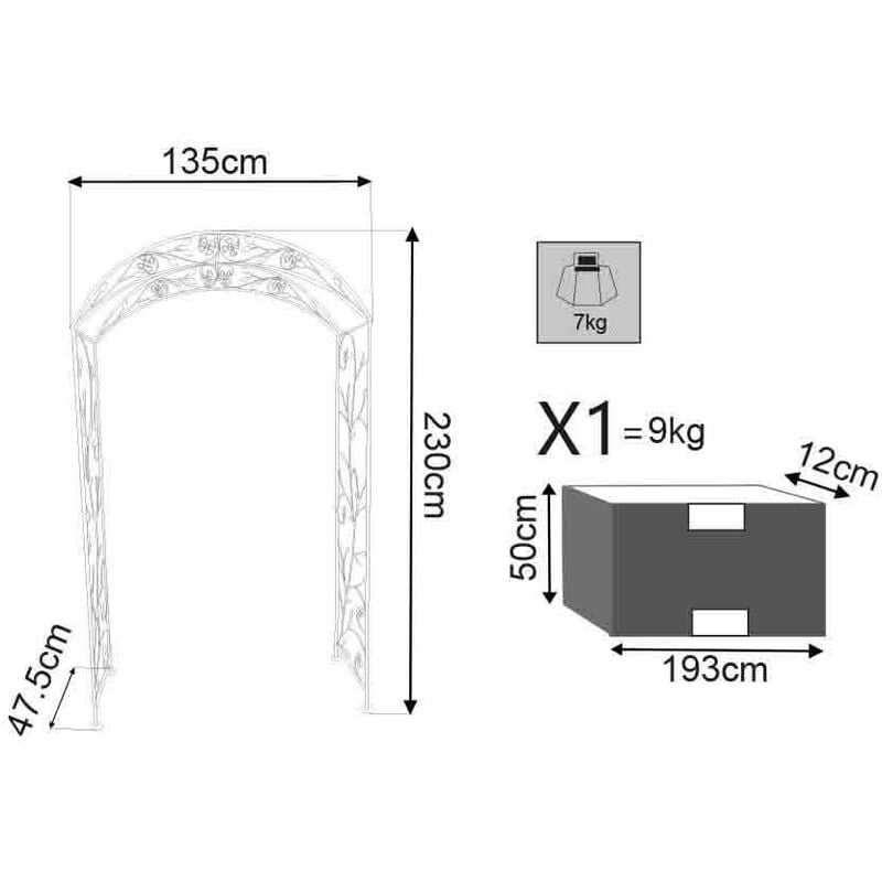 Arco patio da giardino ingresso in ferro battuto bianco per rampicanti Ninfa