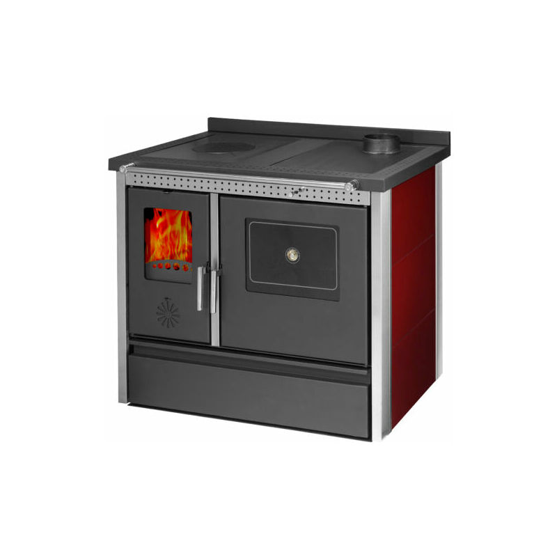 Stufa Cucina riscaldamento a Legna piano cottura in ghisa con Forno Struttura  in acciaio Exclusive Inox