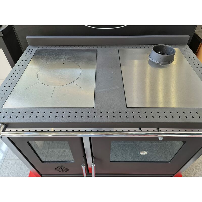 Stufa Cucina riscaldamento a Legna piano cottura in ghisa con Forno  Struttura in acciaio Exclusive Inox