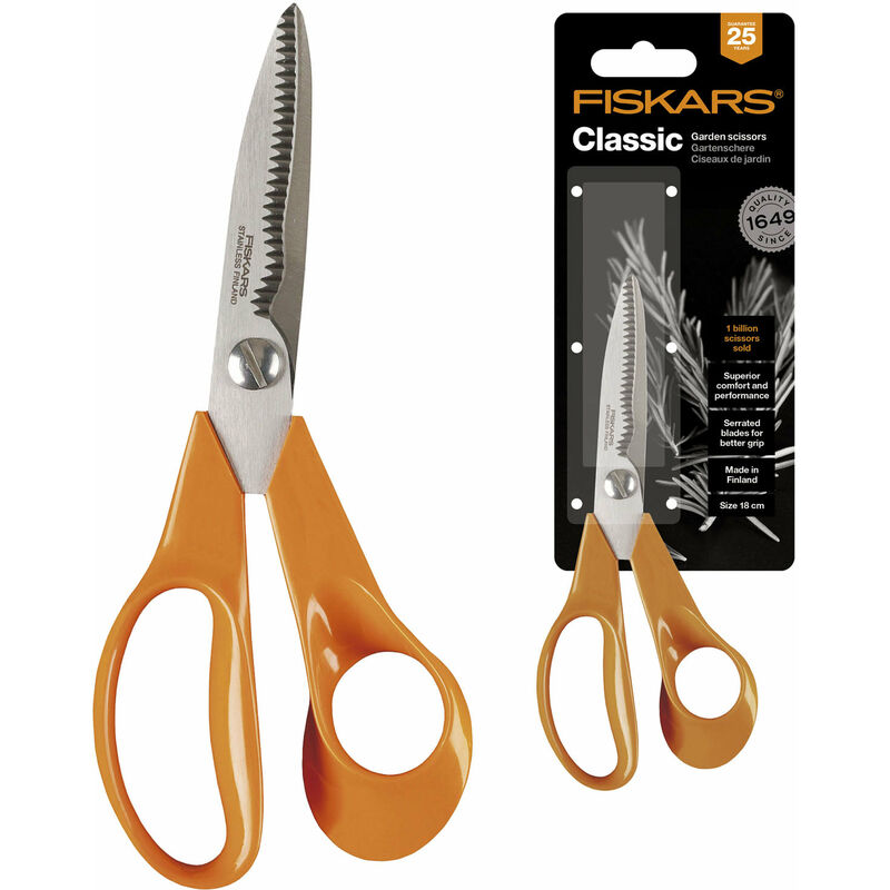 Fiskars Forbici cucina, 18cm - lame seghettate