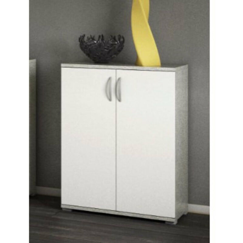 Armadietto credenza da ingresso salotto bianco effetto pietra in legno  nobilitato melaminico