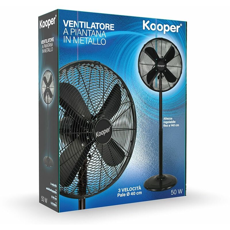 VENTILATORE A COLONNA PIANTANA 45W PALE 40CM 3 VELOCITÀ ALTEZZA REGOLABILE  NERO