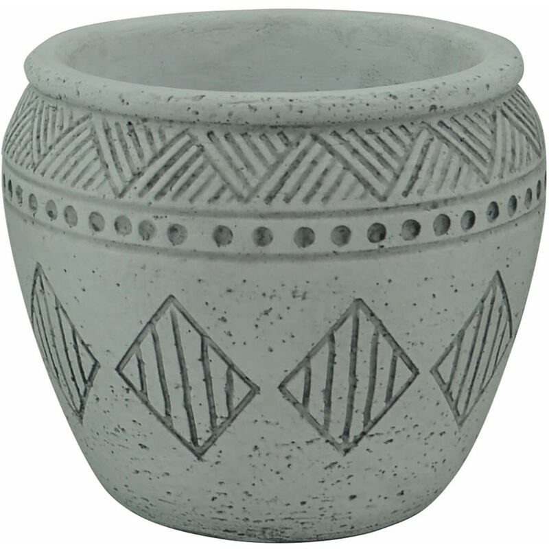 Vaso tondo basso da esterno giardino in fibra di argilla 21x21x17 cm Aster