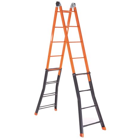 Scala Multiuso In Alluminio 4+4 Gradini - Telescopica, 4 M Altezza, Certificata UNI EN 131, Made In Italy - Foto 3