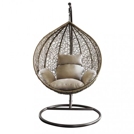 Dondolo poltrona sospesa in wicker naturale e cuscini Grace (1/3)