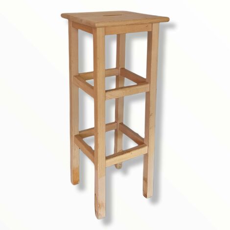 Sgabello Rotondo In Legno Massello Di Faggio – Noce, Altezza 50 Cm, Diametro 30 Cm, Prodotto Italiano
