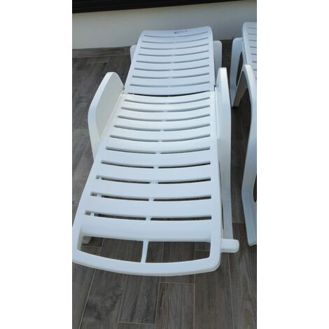 Lettino Prendisole Impilabile in Resina Bianco da Giardino - Zanzibar