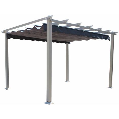 Pergola PRIMEYARD 3x3 M - Grigio Con Tetto Regolabile In Acciaio E Alluminio - Foto 3