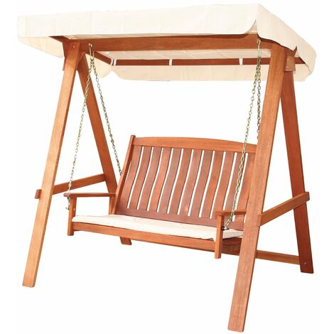 Dondolo in legno massello con cuscino e tettino Impression Viet