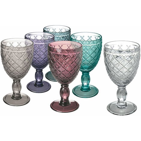 Bicchieri calici in vetro colorati set 6 calici 280 ml Castle